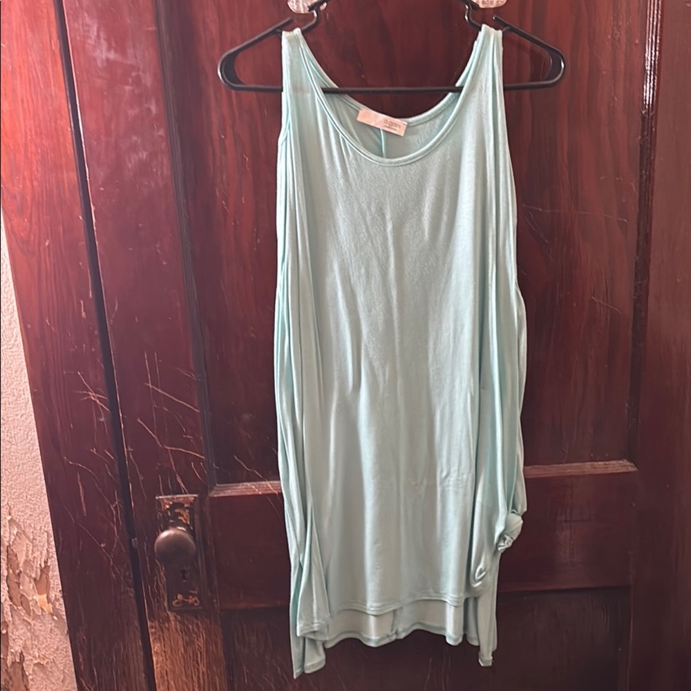 Green Asymmetrical Sleeveless Tank Top